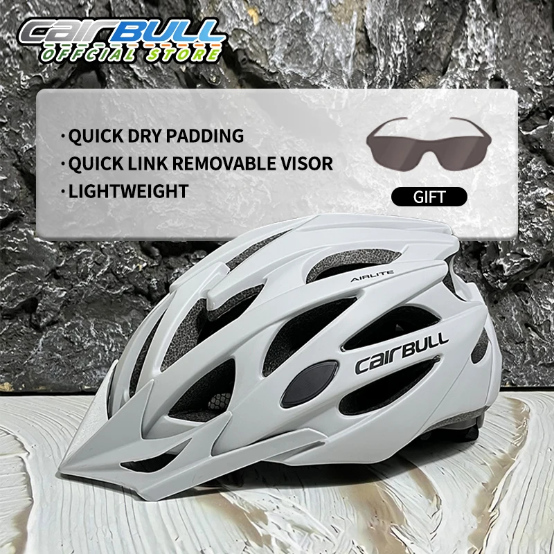 CAIRBULL мужской велосипедный шлем Mtb сверхлегкий 260 г гоночный велосипедный шлем женский со съемным солнцезащитным козырьком ПК + EPS велосипедное защитное снаряжение