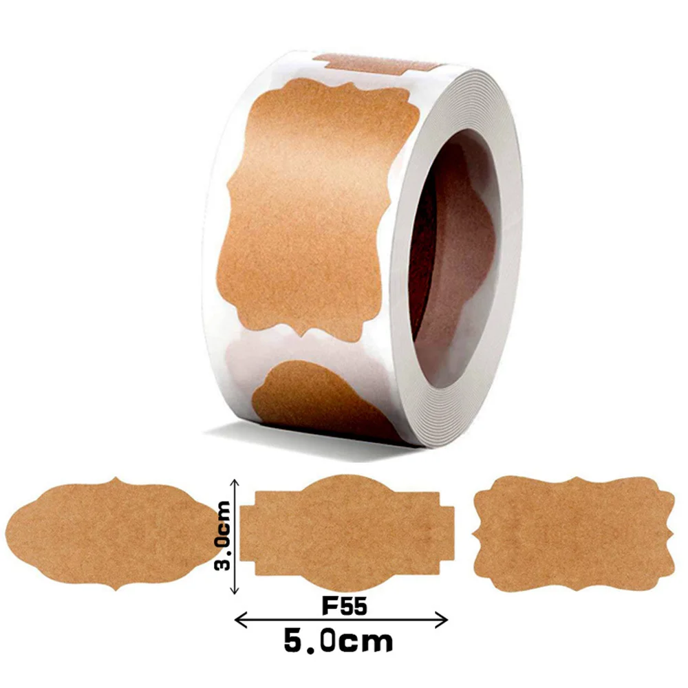 Sticker Labels Gift Envelope Irregular Shape Kraft Paper Paper Packaging Decorative Label Adhesive Roll New 3x5cm Wholesale