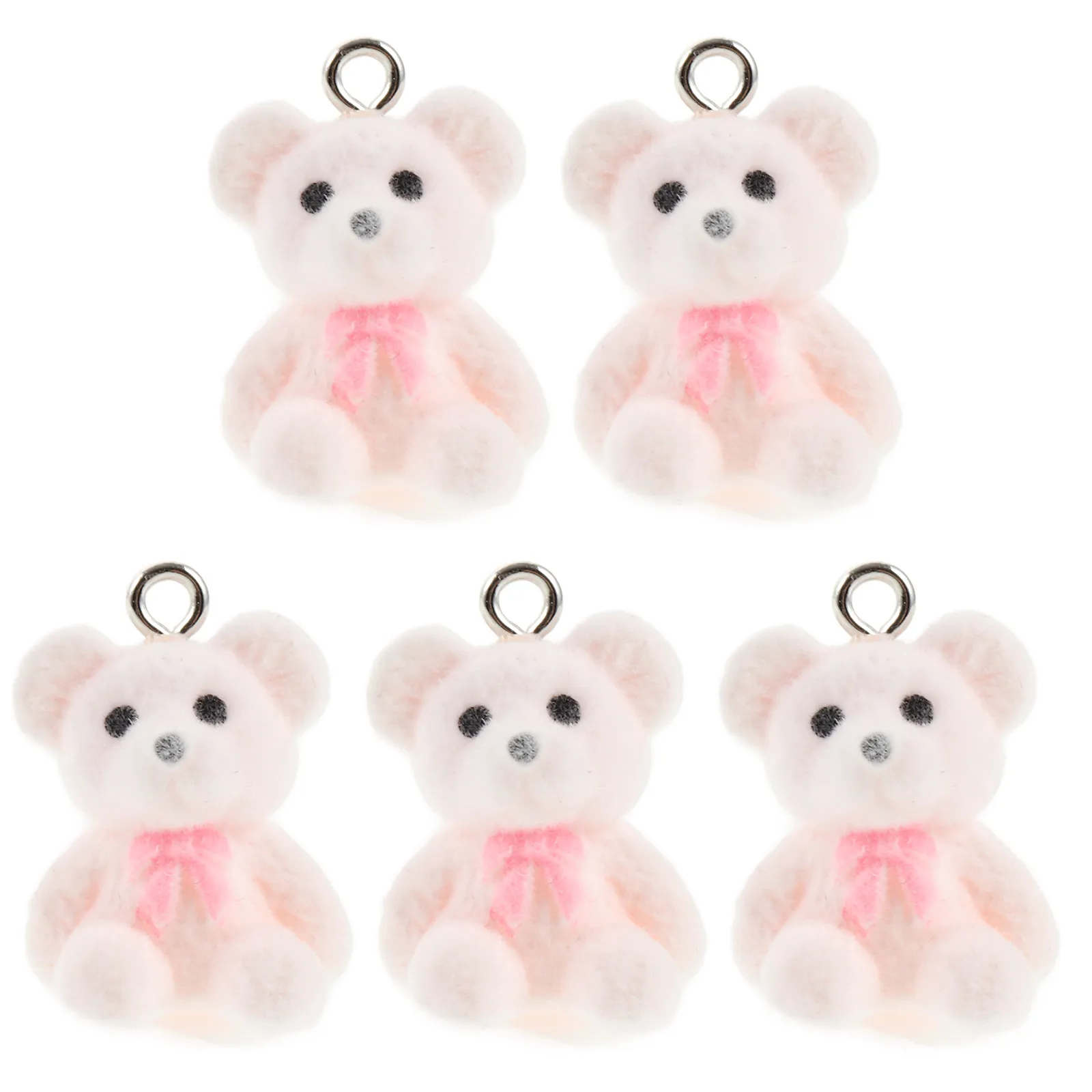 

5pcs Bear Charms Adorable Small Bears White Resin Cartoon Animal Pendants DIY Jewelry Making Supplies Crafting Findings 15x22mm