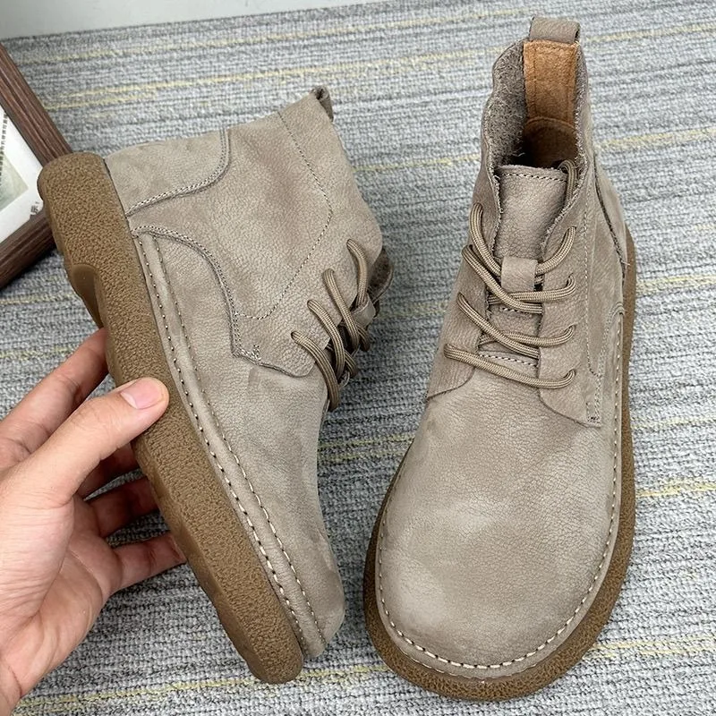 

Autumn New Retro Men's Boots Warm Mid Top Casual Workwear Boots Fashion Comfort Breathable Men Shoe Light Trendy Male Boot Botas