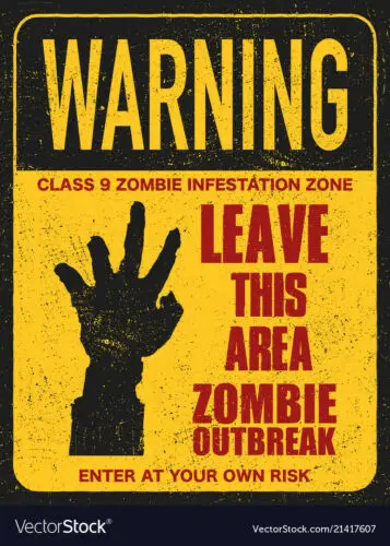 WARNING ZOMBIE OUTBREAK Retro Metal Sign Man Cave Bar Pub Plaque Party Vintage sign