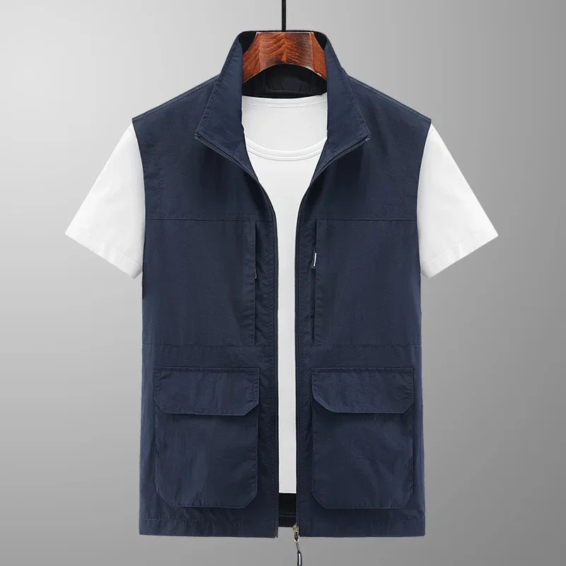 Men Summer Outdoor Work Safari Fishing Travel Photo Hiking Vest with Pockets Gym Jogging Running Sport Sleeveless Mesh Waistcoat