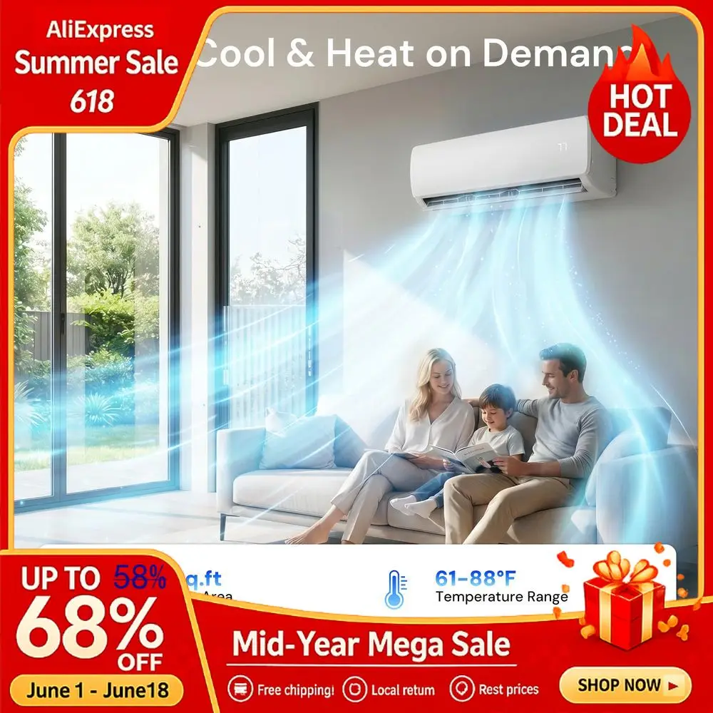 

12000BTU Mini Split AC Heating System, 19 SEER2 Energy Efficient Mini Split Air Conditioner with Heat Pump, 110V Cools, Custom