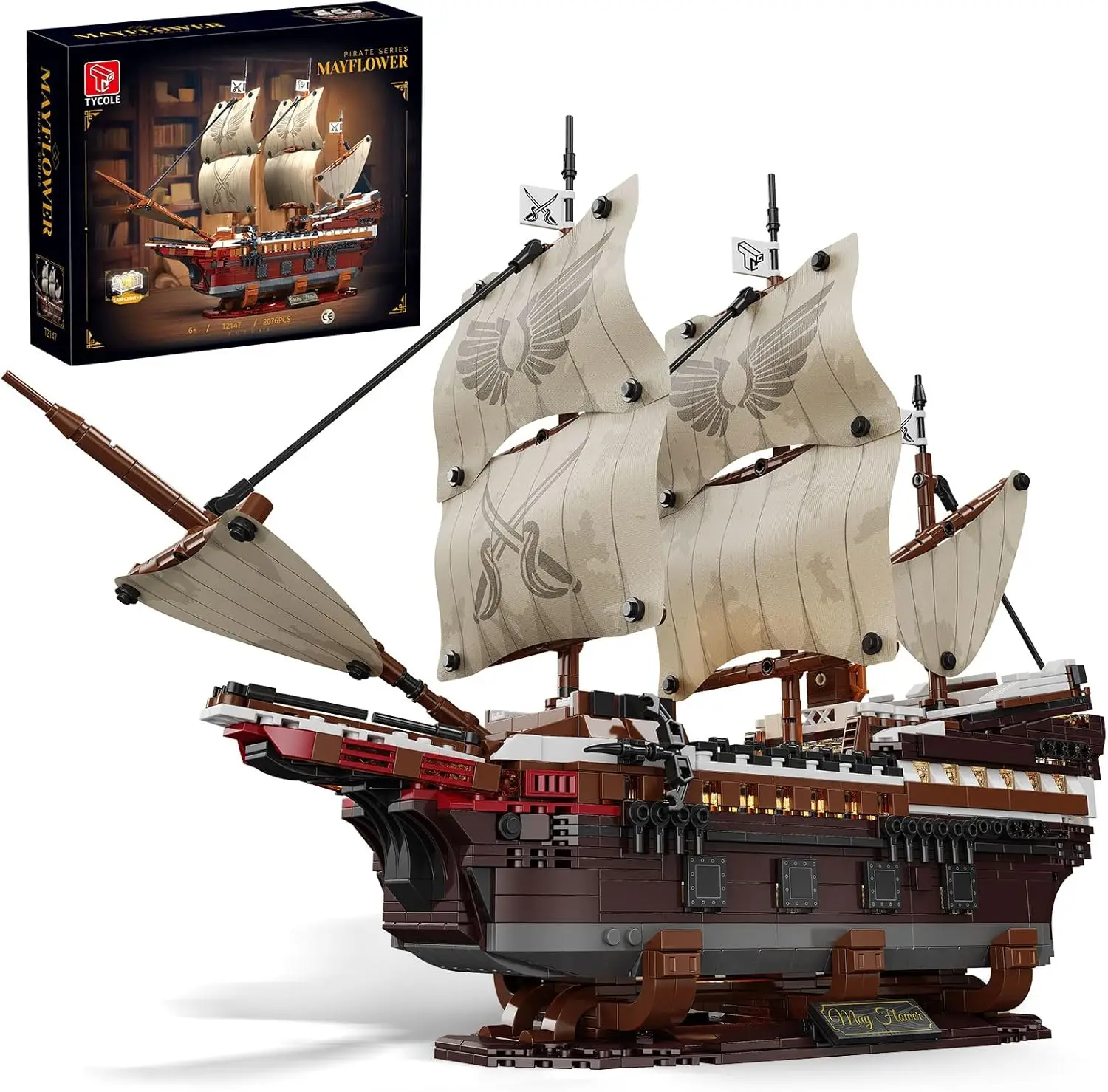 

Pirate Ship Building Set with Lights - 2076 PCS Model Toy for Adults & Teens, Home Office Decoration
