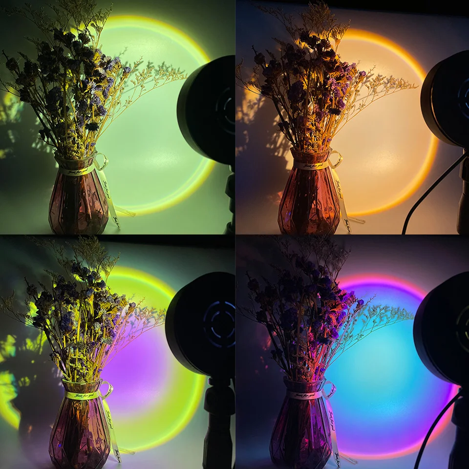 USB Photography Sunset Lamp Led Night Light Adjustable 16 Colors Remote Atmosphere Projector for Home Room Decor Wall Decoration