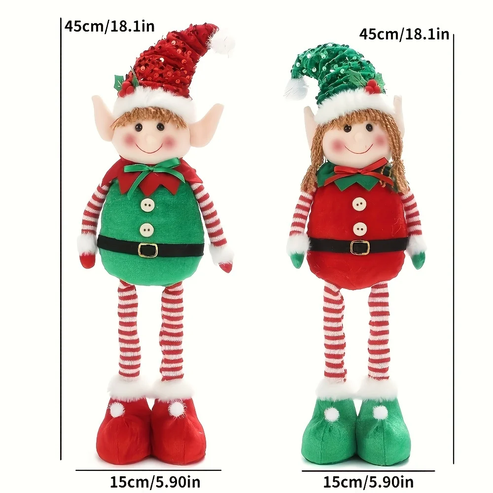1/2 Stück klassische dehnbare Elfenfigur, festlicher Wandbehang aus Polyester, Unisex-Weihnachtsfeier-Dekoration, kein Laser, keine Feder, Hol – Detail 8
