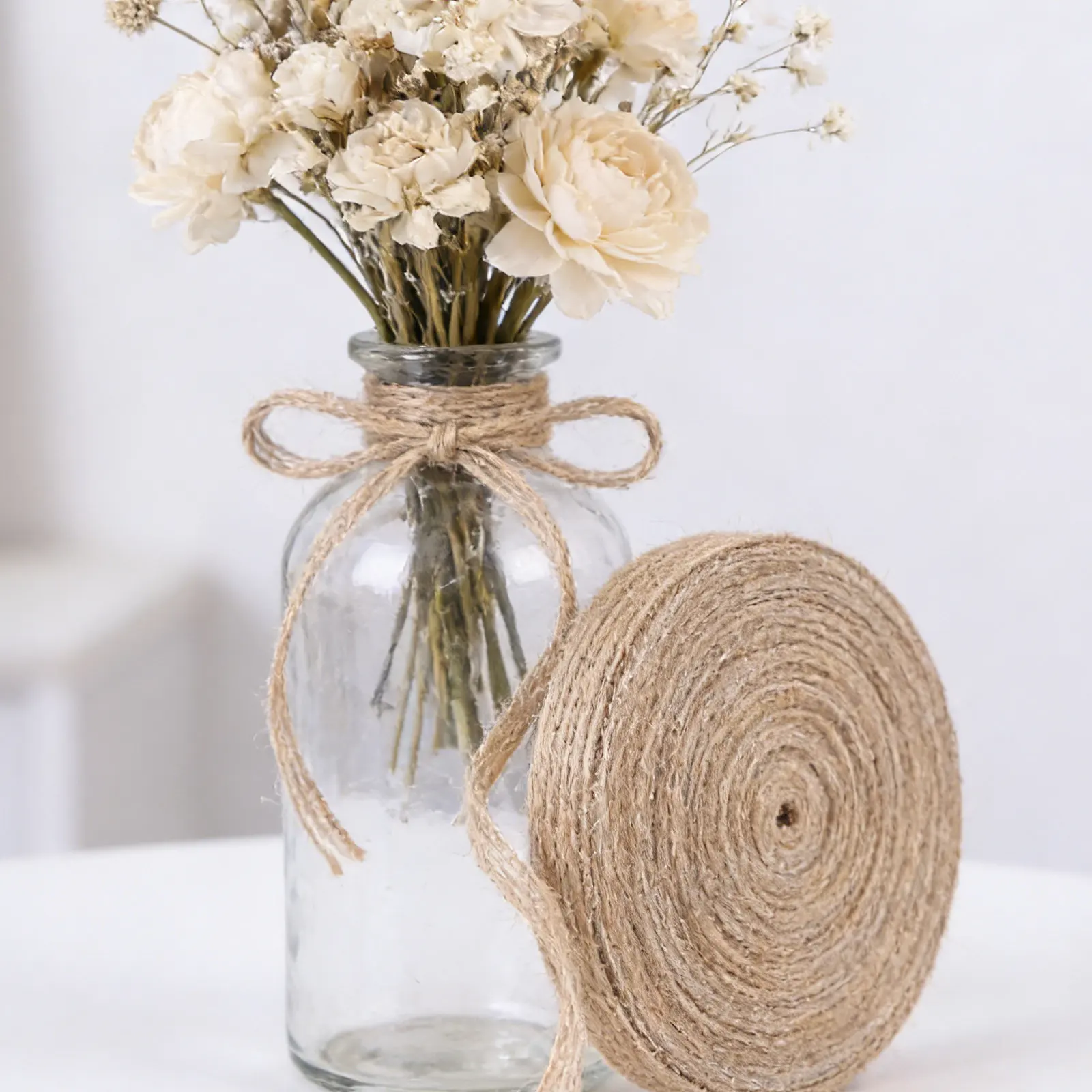 2 Rolls Natural Jute Ribbon Rustic Burlap Twine Rope Wedding Gift Wrapping Party Craft Ribbon Rustic Hemp Thread