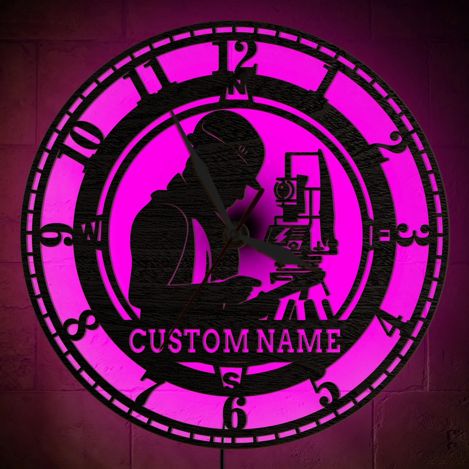 Personalized Land Surveyor Wood Wall Clock with LED Backlight Engineer Theodolite Surveying Luminous Light Up Custom Wall Clock