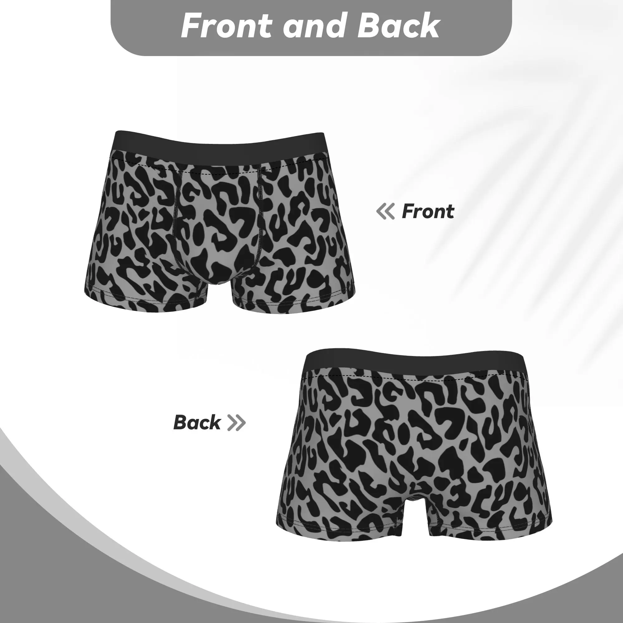 Roupa interior longa de leopardo preto masculino chita animal engraçado boxer briefs shorts calcinha masculina macia plus size