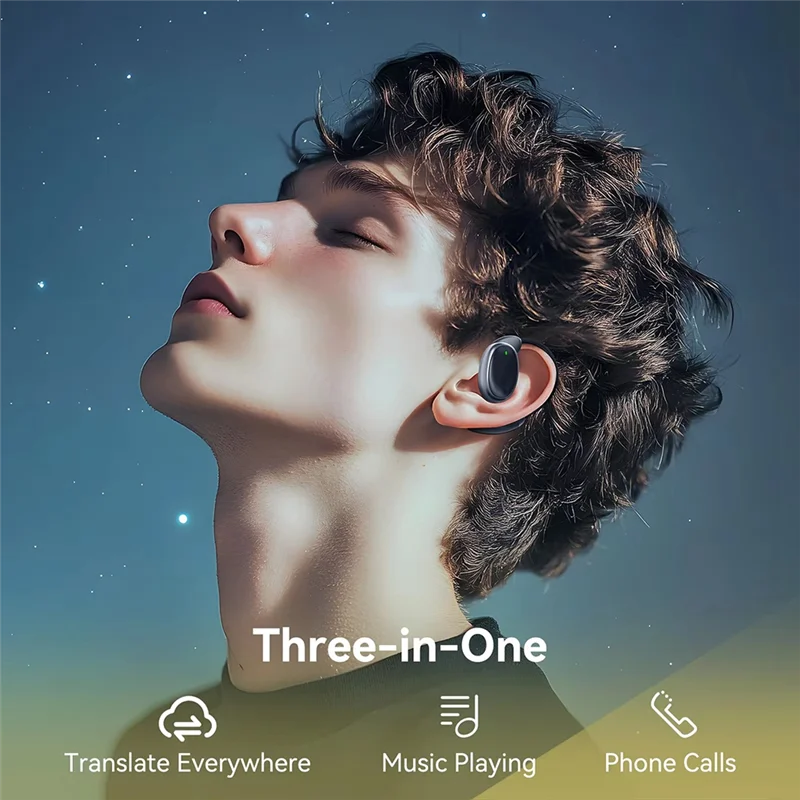 B03B-Language Translator Earbuds Earphones 150 Languages Instant High Accuracy Portable Black