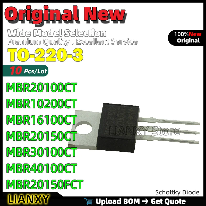 10pcs TO-220-3 MBR20100CT MBR10200CT MBR16100CT MBR20150CT MBR30100CT MBR40100CT MBR20150FCT MBRD10100CT Schottky Diode New