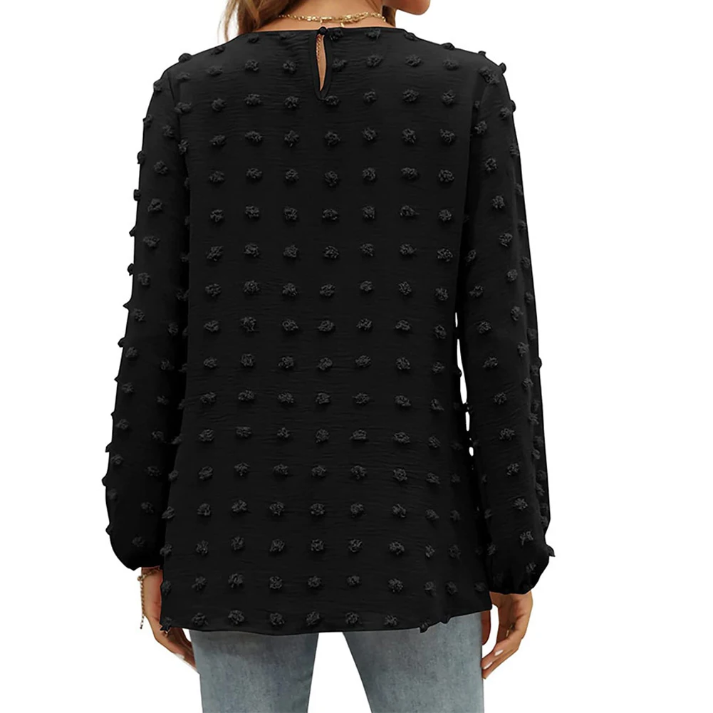 Top Top Women\'s Top Polyester Pullover Solid Color Fashion Long-sleeved Top No Elasticity New Stylish Fashion