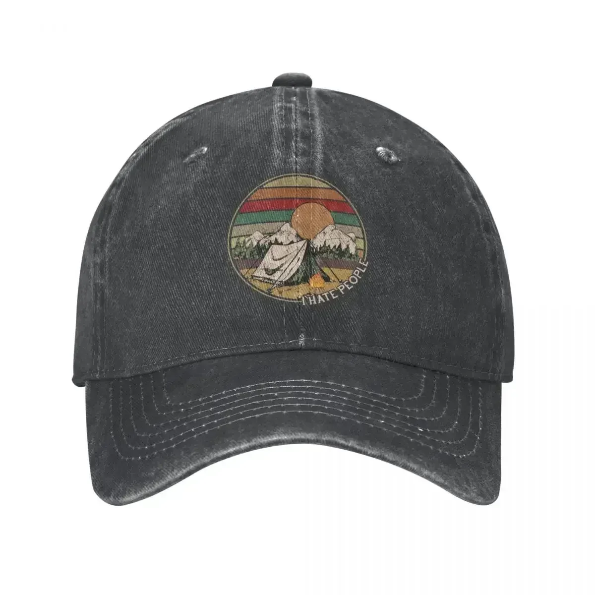 New Casual Baseball Cap Snapback Hat Love Camping I Hate People Vintage Summer Hiking Washed Denim Casquette Hip Hop