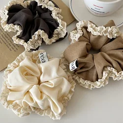 French Style Girls Hair Scrunchies Ponytail Holder with Lace Custom Hair Band Tagged Girls Hair Rope Attractive Hair Accessories
