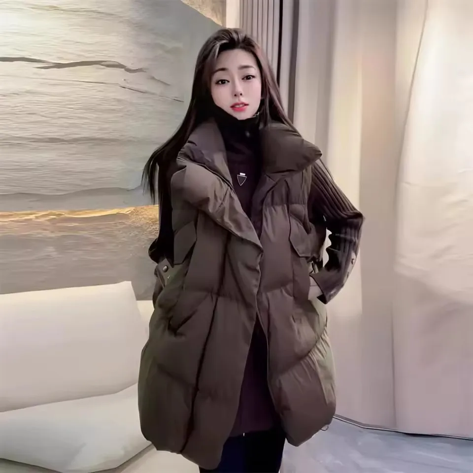 

Fashion Stand-up Collar Casual Down Sleeveless Vest Autumn Winter New Korean Women's Vintage Warm Cotton Waistcoat