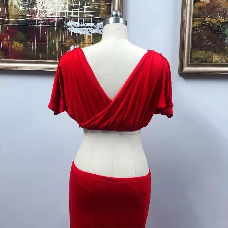 Customized Belly Dance Practice Clothes Split Modal Top Long Skirt 2Pcs Sexy Beginner Fish Tail Set Lesson Wear Belly Dancing