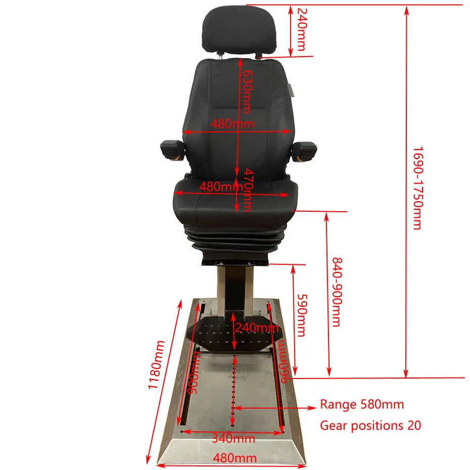 マリンステンレス鋼レールボートキャプテンシートキャプテンチェアペダルプレートレザーカバー付き