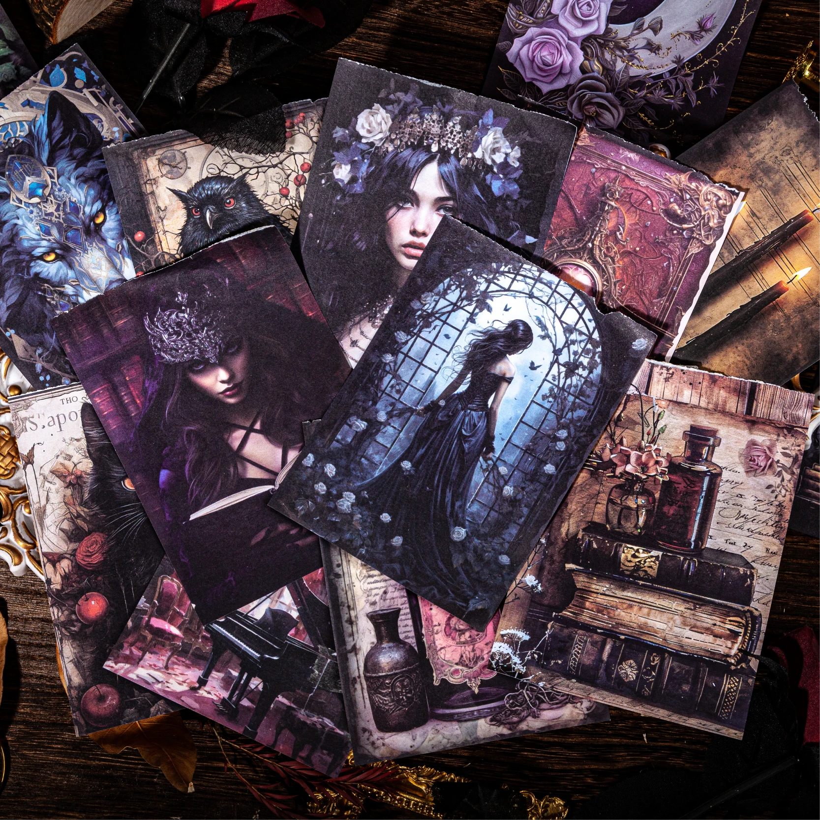 JIANQI 40pcs Vintage Dark Gothic World Scrapbooking Material Paper DIY Scrapbooking Decor Junk Journal Planner Background paper