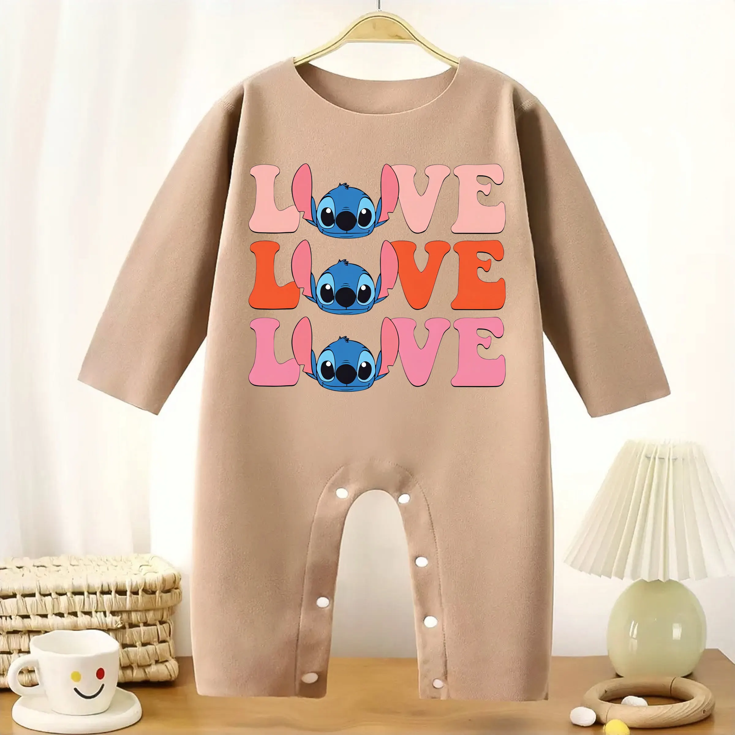 الحب رسالة غرزة طويلة الأكمام الطفل ارتداءها الدفء كقاعدة نيسيي لارتفاع 60-90 سنتيمتر ملابس الطفل بذلة مريحة #3