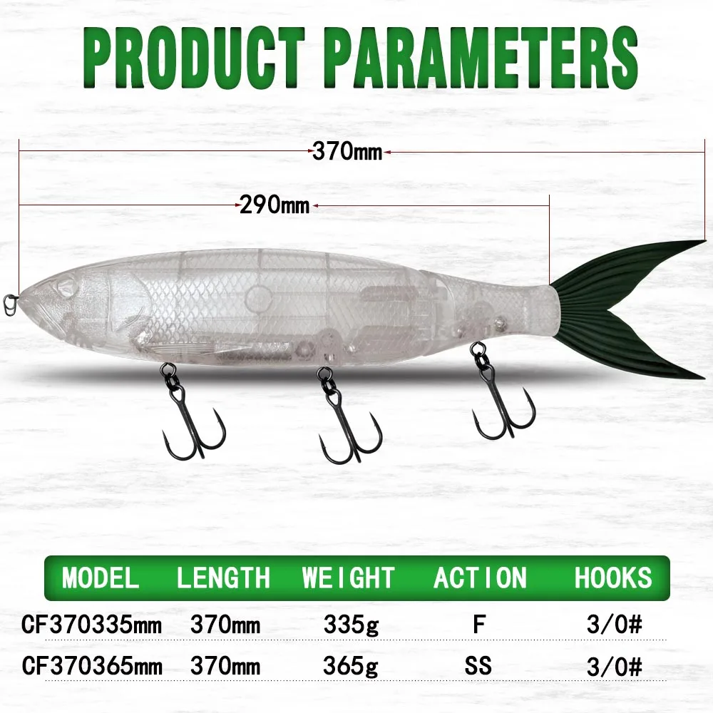 Imagem -02 - Isca Dura Gigante para Bass And Pike Isca de Natação sem Pintura Flutuante Afundando 370 mm sem Pintura