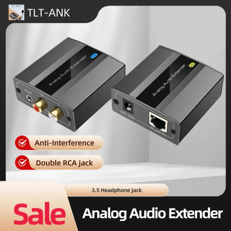 

Analog Audio Transmitter Receiver 3.5mm Headphone Jack to RJ45 Ethernet Signal Up To 500 Meters With POC