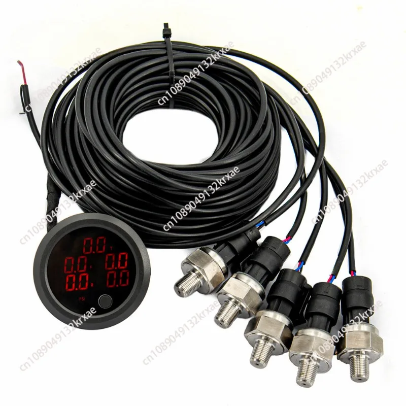 220Psi Automotive Aluminum Barometer 5 Display Digital Shock Absorption Pressure Gauge 1/8npt Sensor