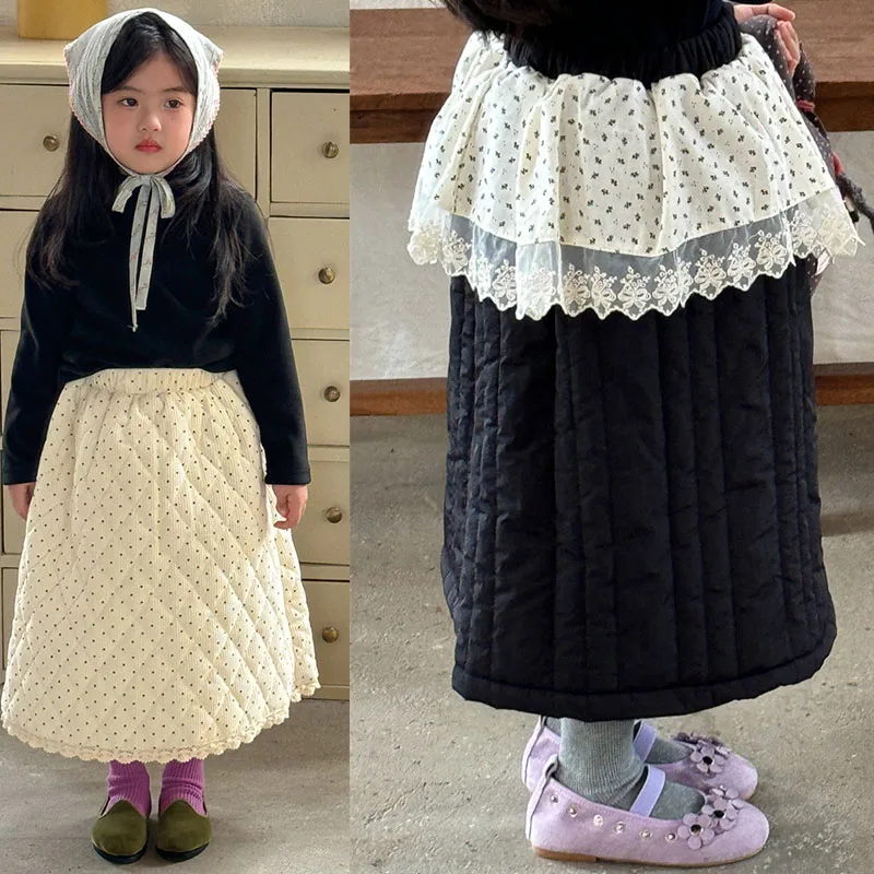 الفتيات الصغيرات ماكسي تنورة طويلة فتاة الشتاء الخريف تنورة مرونة عالية الخصر ألف خط سوينغ تنورة للأطفال حجم 2 3 4 5 6 7 8 9 10 سنوات #1