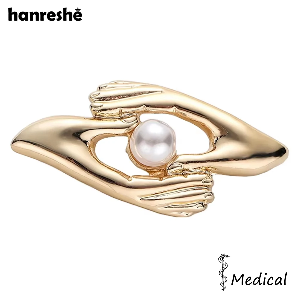 Hanreshe Classic Mother of Pearl Love Medical Brooch Pins Lapel Backpack Badge Medicine Jewelry Pin Gift for Nurse Doctor