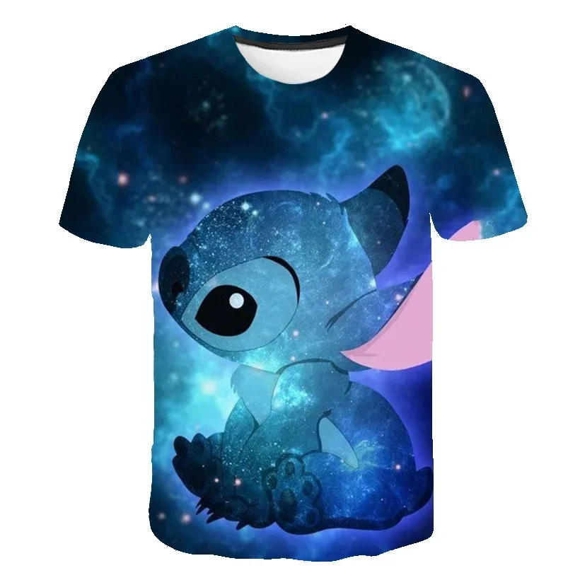 

2025 Summer Disney Stitch 3d Print T-shirt Fashion Boys Girls Kids Summer Cartoon Top T-shirt Children Hot Sale Tees