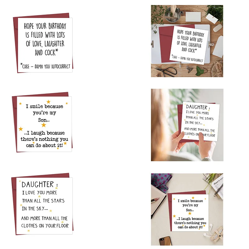 1/pack of Fun Birthday Cards with Envelopes, Funny Text Cards, and Fun Gifts