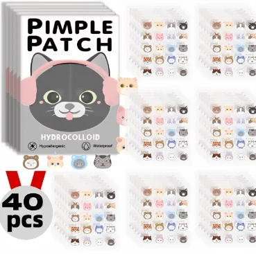 40pcs Salicylic Acid Acne Patches - Invisible & Cute Cat-Shaped Stickers to Fight Pimples and Soothe Skin
