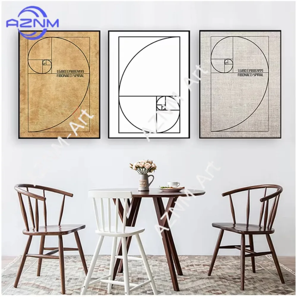 1/3 Stück Drucke Vintage-Blauprints Geschenkidee Wissenschaftsdekoration Fibonacci-Spirale Patent Wandkunst Leinwanddruck