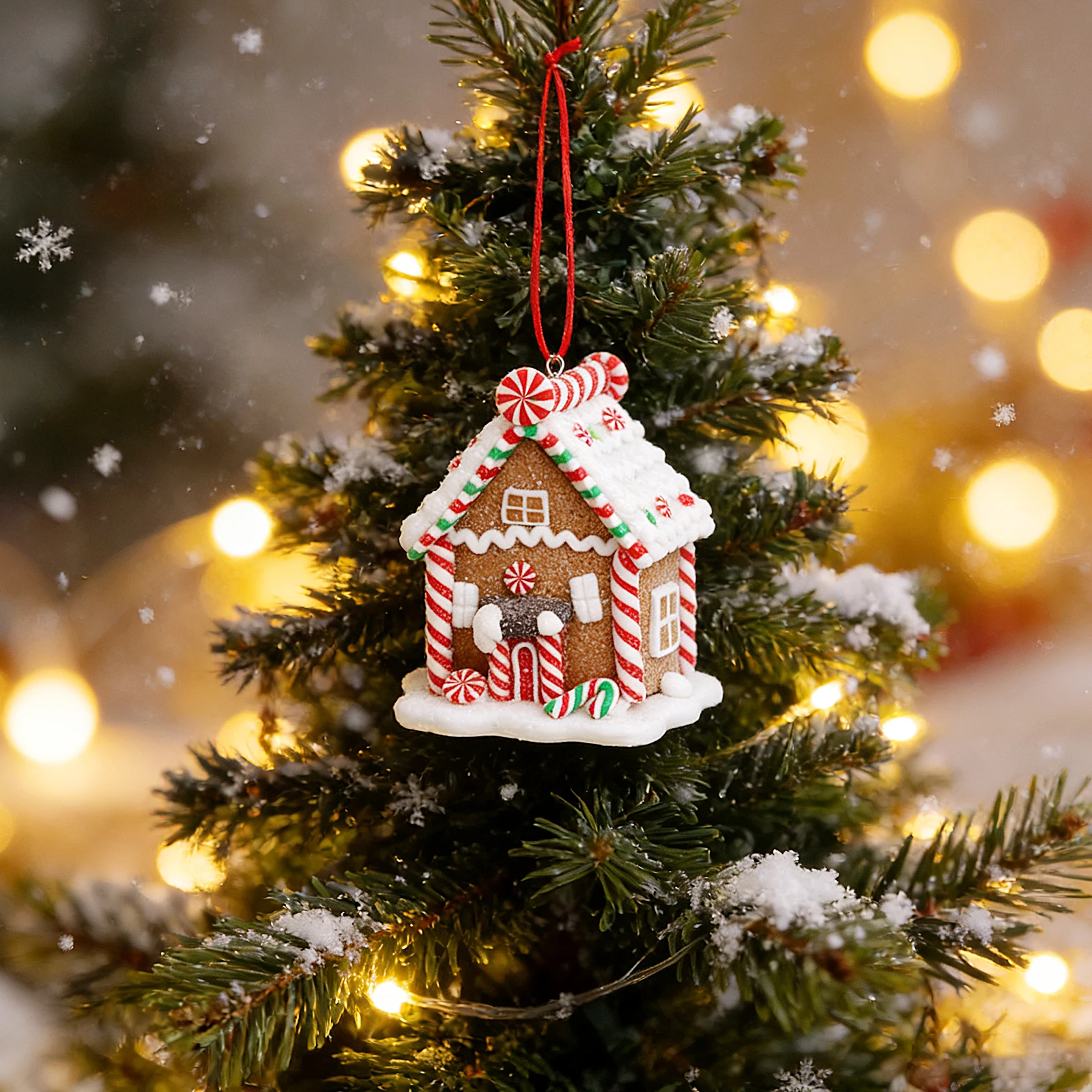 

House Shape Resin Christmas Hanging Pendant Realistic Xmas Tree Ornament Decoration for Home Party Hanging Christmas Decors