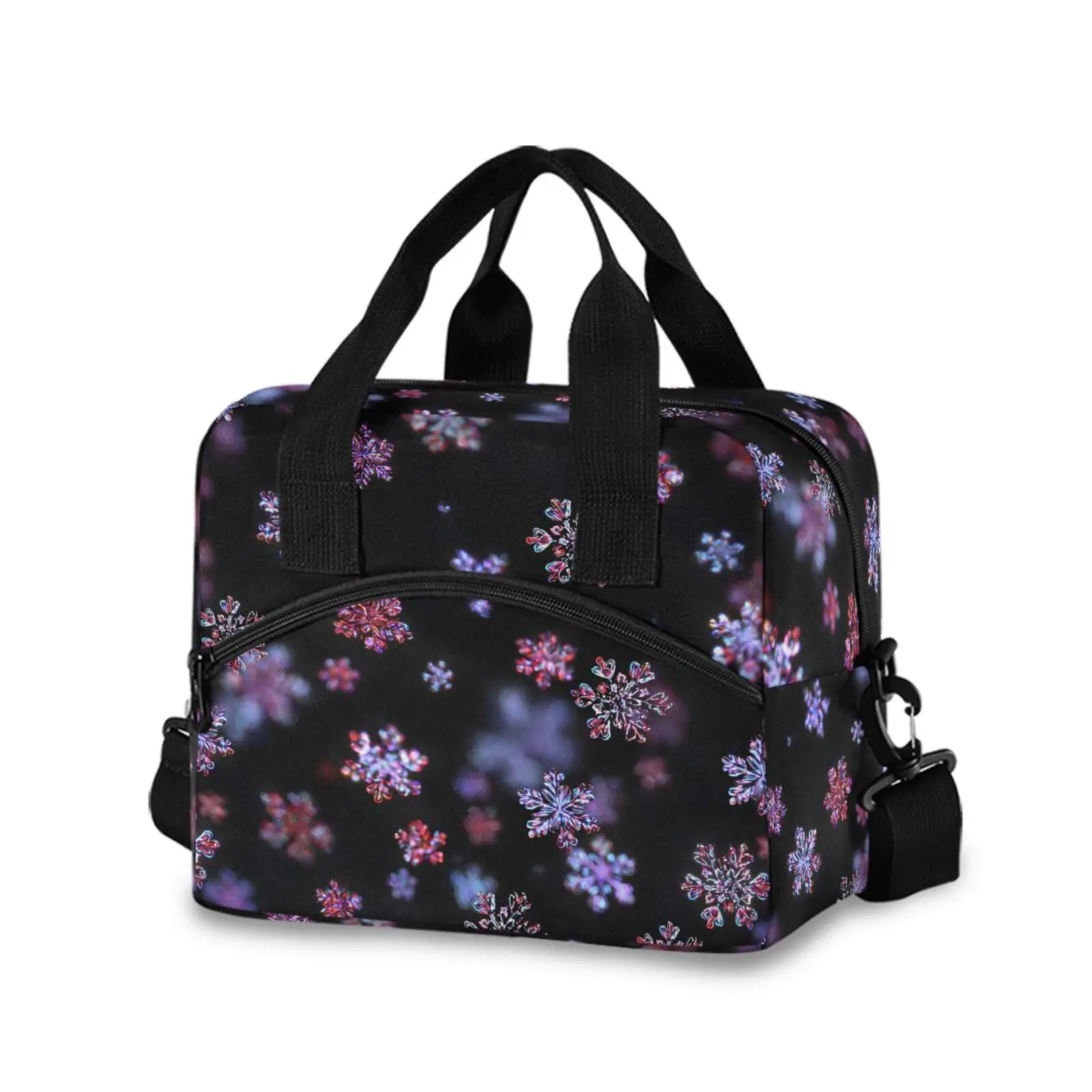 ALAZA Men Women New Insulation Thermal Lunch Bag Fresh Keeping Large Snowflake print Tote Box Portable One Shoulder Cooler Bags