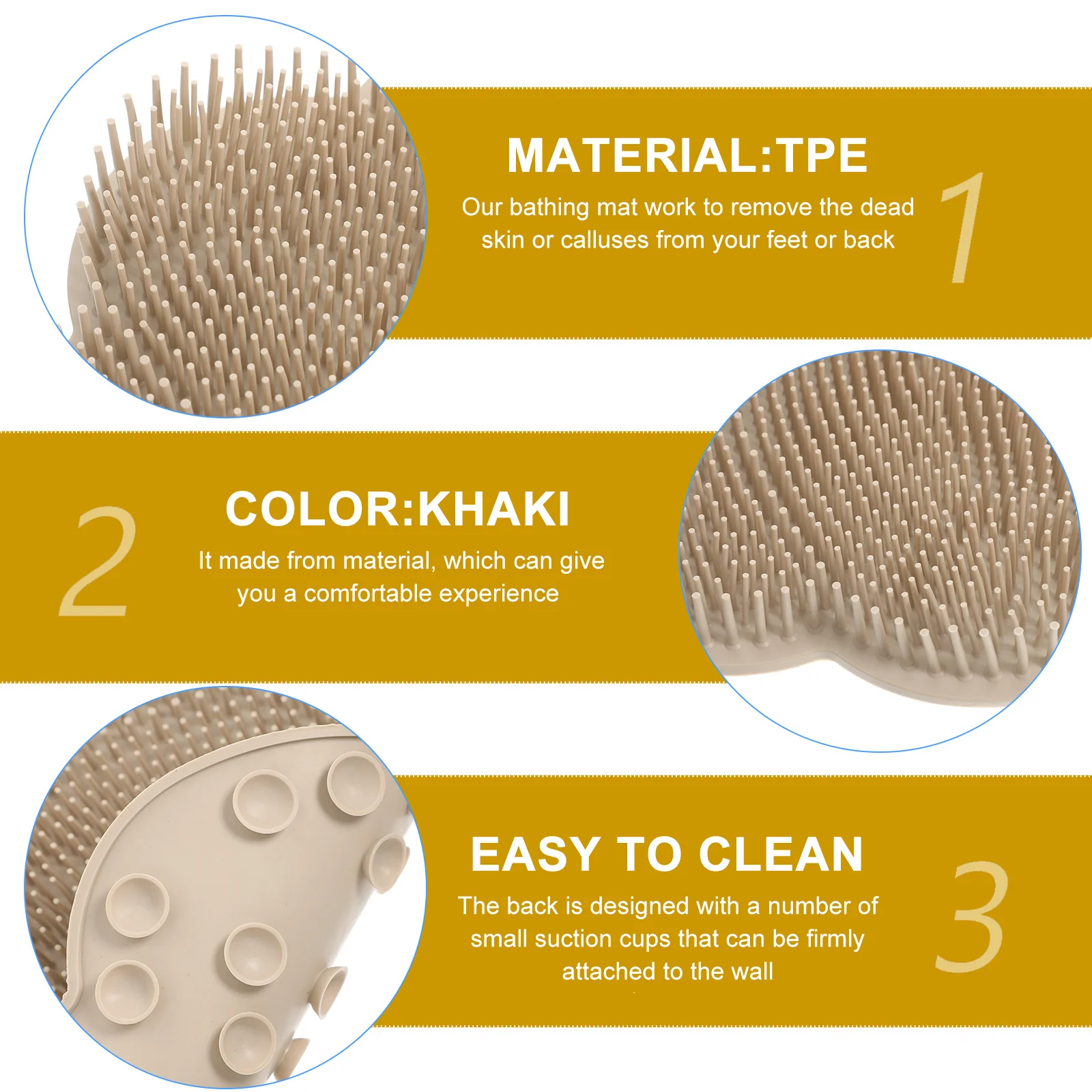 

Foot Back Scrubber Tpe Exfoliating Bath Pad Wall Mounted Suction Cup Shower Scrubber Bathing Supplies Body Scrubbing Tool