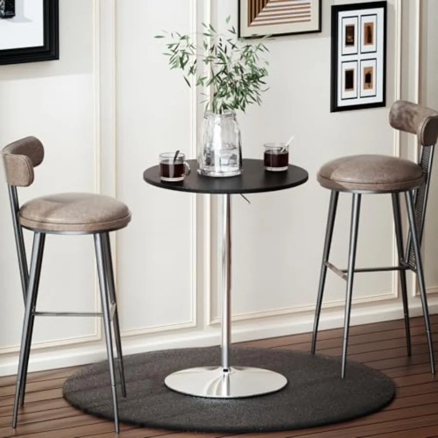 

23.5 Inch Round Pub Table Adjustable Height 27.5"-36" 360° Swivel High Top Cocktail for Dining Room Kitchen Patio or Bar Metal