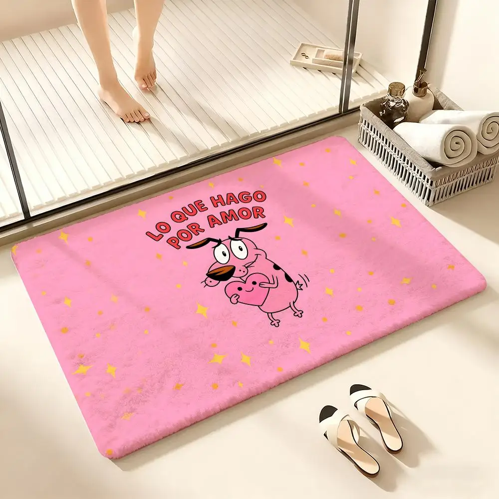 

Kwaii Anime C-Courage The Cowardly Dog Floor Mat Cozy Flannel Soft Thick Non-Slip Mat For Living Room Bedroom Kitchen Decor Rugs