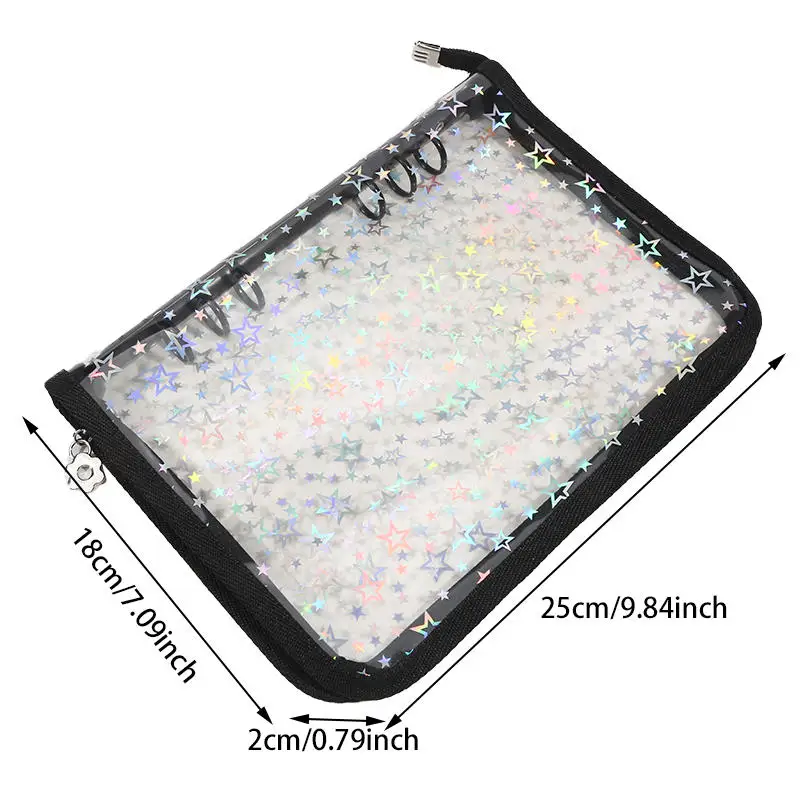 Transparent Kpop Idol Photo Album Kawaii Stationery A5 Laser Star Zipper Binder Collect Book Refill Organizer DIY Journal Dair view 5