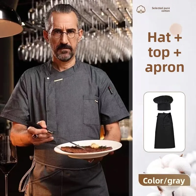 Origianl High-end Long & Short-sleeved Chef Overalls Suit, Hotel Baking Kitchen White and Black Chef Clothing