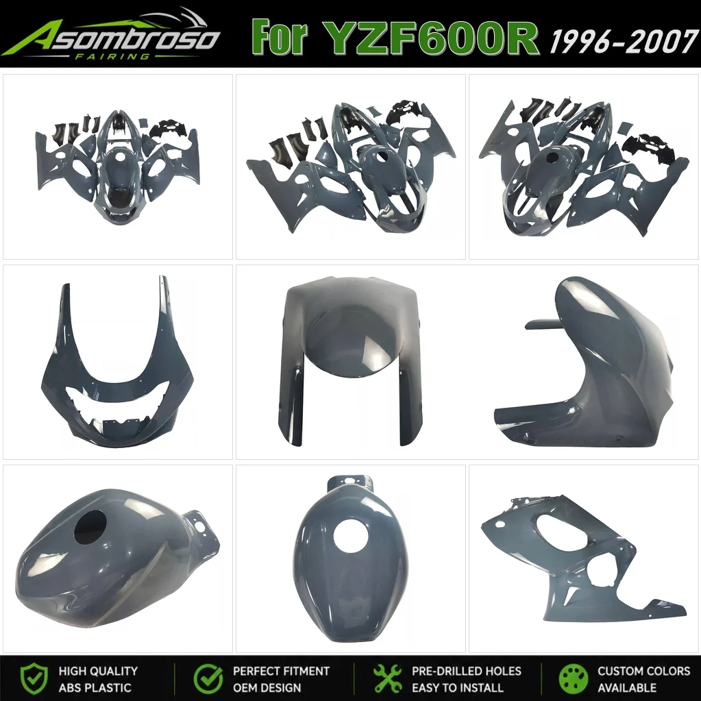 For YZF 600R Thundercat 1996-2007 Motorcycle Full Fairing Kit YZF600 96 97 98 99-07 Injection ABS Plastic Body Work Nardo Gray