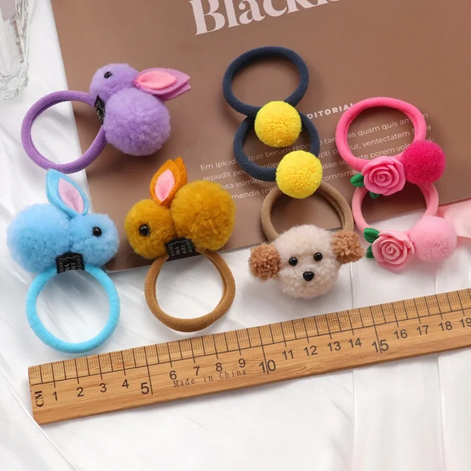 2pcs Sweet Hair Ball Rabbit Elastic Hairtie Princess Lovely Hair Accessories Children Hair Ties Baby Headwear For Girls Kids