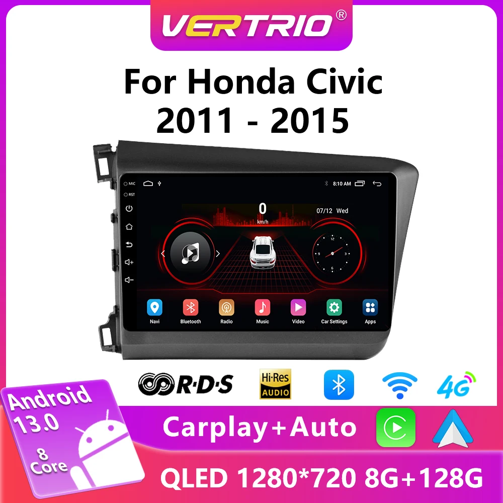 

For Honda Civic 2012 2013 2014 2015 Android 13 Car Radio Multimedia Video Player GPS Navigation 2Din Autoradio Wireless CarPlay