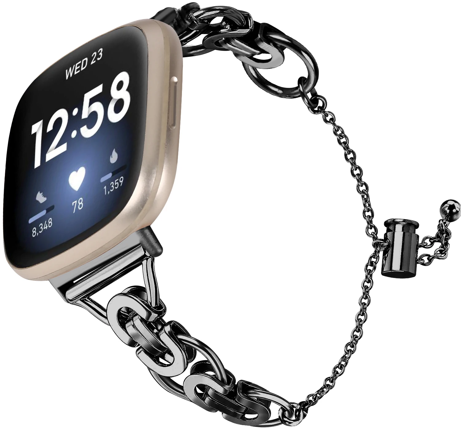 สายคล้องโลหะสําหรับ Fitbit Versa 4/Sense 2 เปลี่ยนสร้อยข้อมือสแตนเลสสําหรับ FitBit Versa 3/Sense Watchband อุปกรณ์เสริม