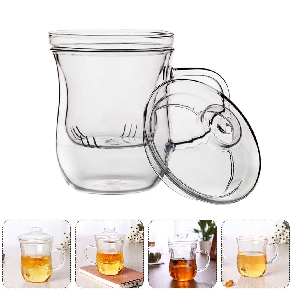 

1Pcs Tea Cup Premium Heat Resistant Office Home Travel Glass Filter Lid Infuser Strainer Tea Cups Cup Pot
