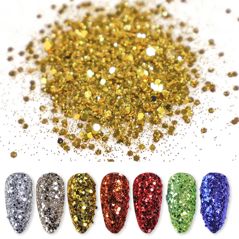 50 g/Beutel MagiBling holografische gemischte sechseckige Nagelglitter glitzernde Pailletten für handgefertigte Maniküre, Körper, Augen, Gesichtsdekorationen – Detail 8