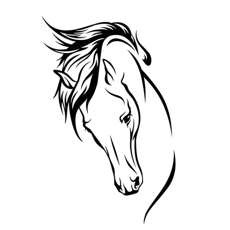 10CM*17CM Animal Horse Head Car Sticker  KK Vinyl Car Accessories Black/Silver