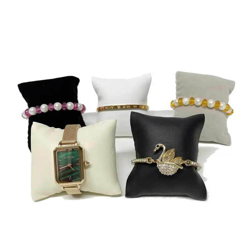 Wholesale Durable Velvet Pearl Bracelet Watch Display Pillows for Case Bangle Anklet Wristwatch Holder Jewelry Counter Organizer