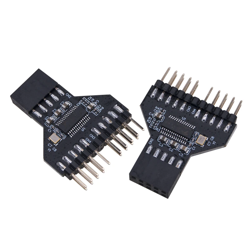 جديد USB 2.0 9 دبوس الفاصل اللوحة USB 9Pin رأس 1 إلى 2 تمديد محول 9 دبوس USB HUB USB2.0 موصلات ل RGB مصباح مروحة