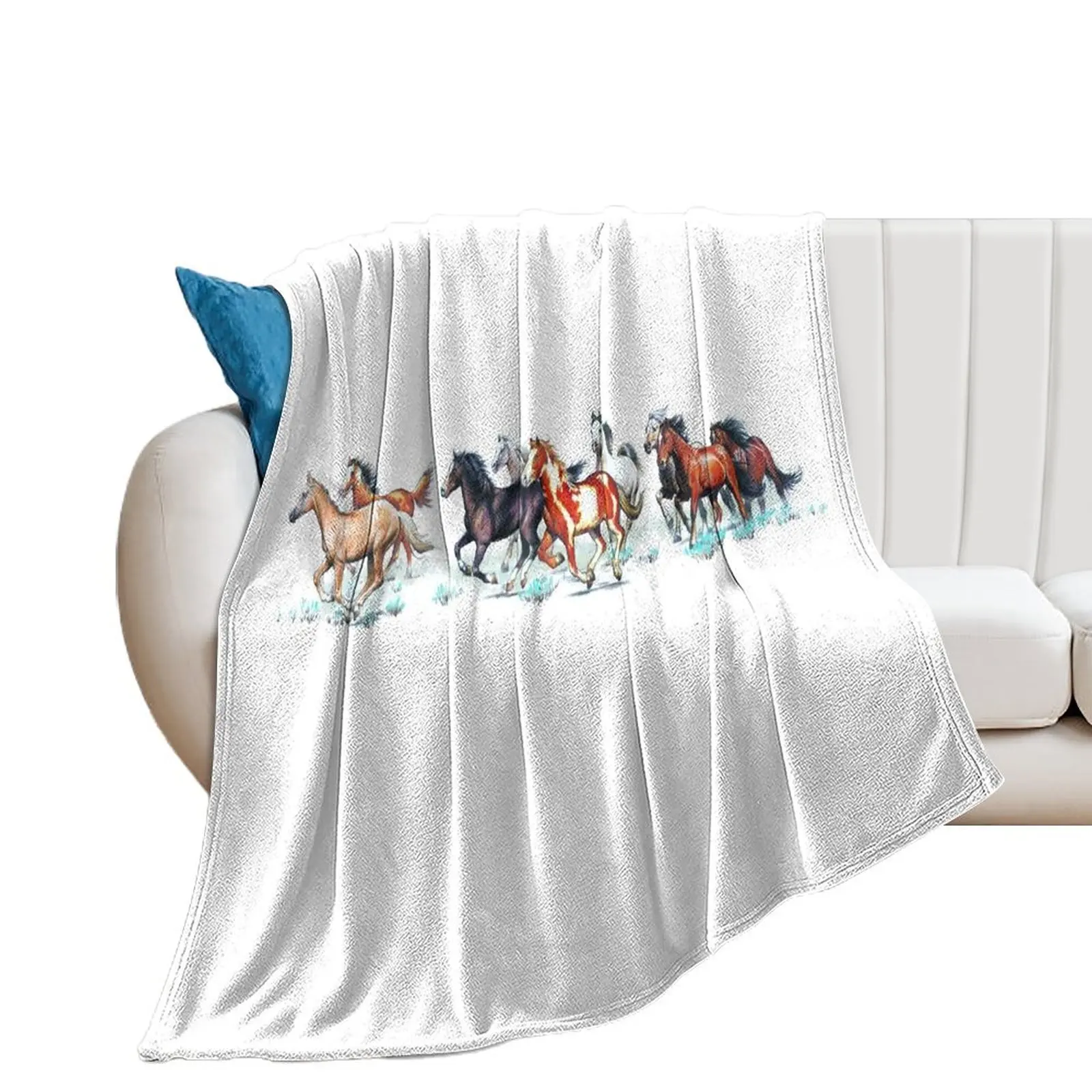 Wild Horse Herd Throw Blanket Heavy Multi-Purpose Luxury Brand Blankets