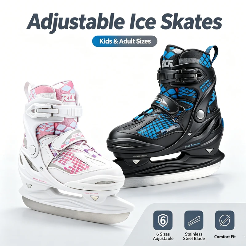 1Pair Winter Ice Hockey Skates Shoes Thermal Ball Knife Ice Skating Blade Shoes Breathable Lightweight  For Children Beginner